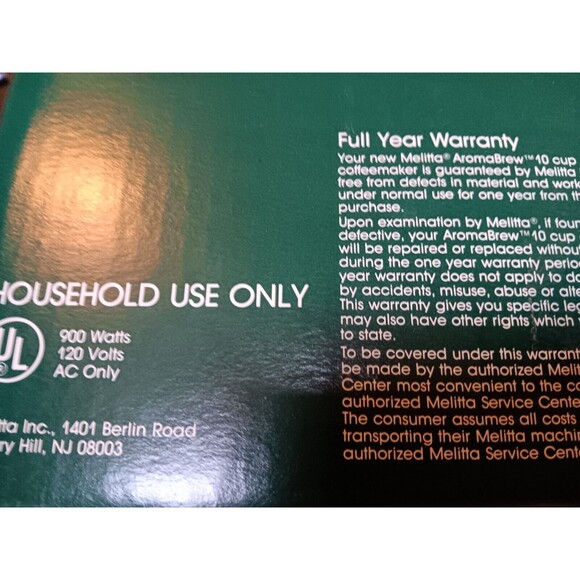 Vintage 1984 MelittA 10 Cup Coffeemaker Model # ACM-10M/4 New Boxed AromaBrew - Picture 12 of 12